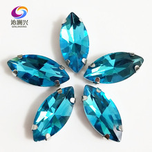 Envío Gratis lago Azul caballo forma de ojo de vidrio de alta calidad cristal para coser sueltos diamantes de imitación en base de garra Diy Ropa Accesorios SWM13 2024 - compra barato