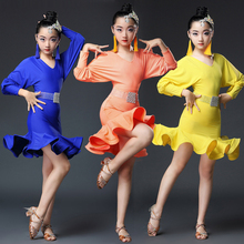 Kids Latin Dress Costume children competition Ballroom Dance Spandex for Girls Salsa Rumba Cha Cha Samba Tango ruffle skirts 2024 - buy cheap