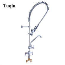 Hotel kitchen Faucet  brass Chrome finished hot and cold Spring 360 degree rotation pull down kitchen sink faucet tap 2024 - compre barato