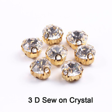 3D Round Shape Glass Rhinestones With Silver/gold Claw Sew On Crystal Stone Strass Diamond Metal Base Buckle For Clothes 2024 - buy cheap