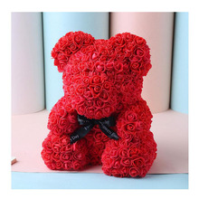 1 шт. Искусственный розовый медведь на День Святого Валентина подарок медведь Роза плюшевый мишка розы цветы 2024 - купить недорого