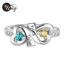 UNY Ring 925 Silver Custom Engrave DIY Birthstone Rings Personalized Family Heirloom Ring Valentine BFF Women gifts Heart Rings 2024 - buy cheap