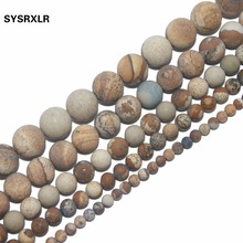 Wholesale Dull Polish Natural  Picture Round Stone Beads For Jewelry Making DIY Bracelet Necklace 4/6/8/10/12 MM Strand 15'' 2024 - buy cheap