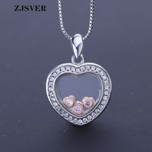 ZJSVER ювелирные изделия из стерлингового серебра 925 пробы, ожерелье с цепочкой, микро-инкрустация в форме сердца, со стразами, кулон, модное женское ожерелье, подарок 2024 - купить недорого