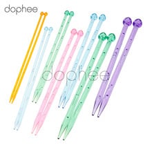 dophee 14pcs/set Candy-Colored Plastic Crystal Knitting Needles Weaving Tools Crochet Needles DIY Scarf Sweater Needlework Set 2024 - buy cheap