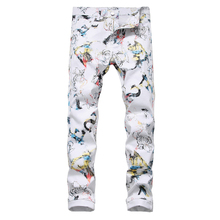 Sokotoo-pantalones vaqueros con estampado 3D de personaje de flores para hombre, jeans elásticos ajustados a la moda, color blanco 2024 - compra barato
