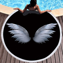 Summer Microfiber Round Beach Circle Fairy Cupid Wings Print Shower Bath Towels Yoga Mat Blanket toalla de playa redonda 40 2024 - buy cheap