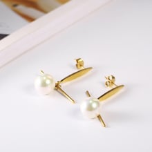 OUFEI Drop Earrings For Women Stainless steel Jewelry Woman Jewelry Earrings Pearl Valentines day Gift Mass Effect Accessories 2024 - buy cheap