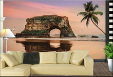 Papel pintado con foto 3D personalizado, Playa puesta de sol, paisaje de cocoteros para la sala de estar dormitorio TV fondo de pared papel de pared 2024 - compra barato