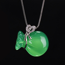 Colar com pingente de jade qianmix, joia da sorte com corrente em multi cores 2024 - compre barato