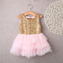 Cute Bow Princess Dress Kids Girl Gold Slive Metal Sequins Sleeveless Pink Mesh Ball Gown Tutu Dress Party Dresses Bridesmaid 2024 - buy cheap
