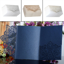 10Pcs White Champagne Blue Laser Cut Noble Flora Wedding Invitations Card Elegant Lace Favor Envelopes Wedding Party Decor 2024 - buy cheap