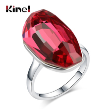 Kinel-anillos grandes de cristal para mujer, joyería Punk de Color plateado, 5 colores, diamantes de imitación de cristal, novedad de 2018 2024 - compra barato