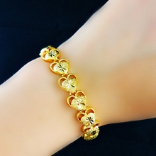 Women Bracleet  Yellow Gold Filled Star Caeved Heart Chain Link 2024 - buy cheap