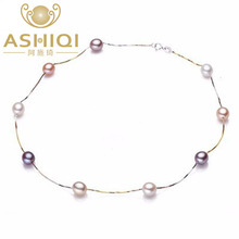 ASHIQI 100% 925 sterling silver pearl necklace,real natural Freshwater pearl jewelry  for women gift 2024 - buy cheap