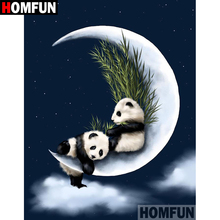 Homfun pintura completa de diamantes quadrados/redondos, "animal panda" 3d, bordado, ponto cruz, presente, decoração de casa a00738 2024 - compre barato