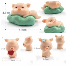 1PC Mini Cute Pig Resin Crafts Animal Model Miniature Accessories Set Toys Gift For Kids  Cartoon Figures Fairy Garden Decor 2024 - buy cheap