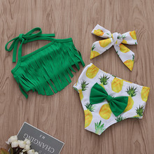 Girls Swimwear Fashion Kids Baby Girls Print Fruit Bikini Tassel Beach Swimsuit Bathing Swimwear Sets Beach Swimming suit#40 2024 - buy cheap