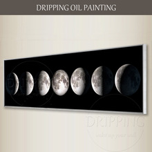 Pintura al óleo de planeta para decoración de pared, lienzo pintado a mano, pintura al óleo de Luna moderna para artista profesional 2024 - compra barato