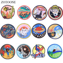 ZOTOONE Round  Patches Dog Planet Diy Stickers Iron on Clothes Heat Transfer Applique Embroidered Applications Cloth Fabric G 2024 - buy cheap