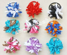 Curly Ribbons Corker Hair Bows Flower Alligator Cilp Elastic Hairband Girl Kids 2.5" Tassel Ponytail Holders Korker Bobbles Ties 2024 - buy cheap