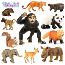 Figuras de animales del Zoo para niños, mini modelos de animales, Panda, elefante, venado, ardilla Tigre, León, leopardo, hipopótamo, juguete de regalo 2024 - compra barato