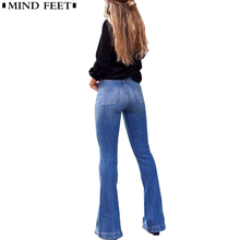MIND FEET-pantalones vaqueros de pierna ancha para mujer, pantalón largo ajustado, elástico, Vintage, lavado, para primavera y otoño 2024 - compra barato