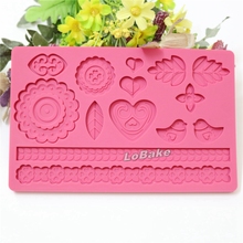 Moldes de silicone em forma de coração, de flores e folhas, de alta qualidade, para fondant, moldes de silicona 2024 - compre barato