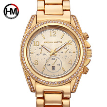 HANNAH MARTIN Luxury Women Bracelet Watches Crystal Ladies Dress Watch Quartz Wristwatches Steel Strap relogio feminino Calendar 2024 - buy cheap