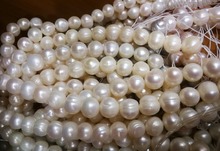 Perlas genuinas AAA naturales 9x10mm perlas de agua dulce barrocas blancas cuentas sueltas DIY regalo una hebra agujero aprox. 1mm 2024 - compra barato