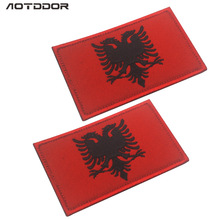 Insignia de bandera bordada de Albania, emblema de combate táctico del Ejército de EE. UU., apliques de pegatina, parches militares 2024 - compra barato
