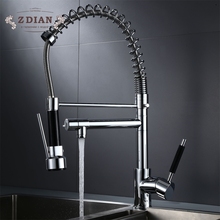 Chrome Spring Pull Down Kitchen Faucet Dual Spouts 360 Swivel Handheld Shower Kitchen Mixer Crane Hot Cold 2 Outlet Spring Taps 2024 - buy cheap