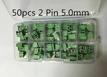 free shipping 50pcs 2 Pin Screw Green PCB Terminal Block Connector 5mm Pitch with box 2024 - buy cheap