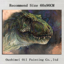 Уникальная настенная живопись ручной работы, огромные животные, динозавры, масляная живопись на холсте, ручная роспись, картины динозавров 2024 - купить недорого