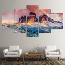 Cuadro en lienzo de montaña y nieve para decoración del hogar, cartel de paisaje de 5 paneles para sala de estar, pintura abstracta sobre lienzo 2024 - compra barato