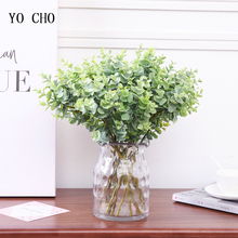 Yo cho flores artificiais 40cm, folhas de eucalipto de alta qualidade verde planta plástica falsa simulação de grama folha de dinheiro para casamento 2024 - compre barato