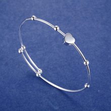 AB033 Pretty Silver Plated Bracelets For Women Wholesale High Quality Charm Christmas Gifts Fashion Jewelry Small Heart Bangle 2024 - buy cheap