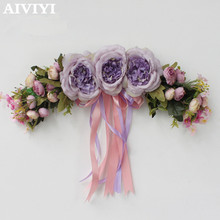 Foreign trade excellent product artificial flower wreath simulation camellia peony door decoration flower family party wedding d 2024 - buy cheap