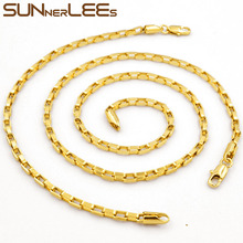 SUNNERLEES Fashion Jewelry White Rose Gold Color Necklace Bracelet Set 3mm Box Link Chain For Mens Womens Gift C12 S 2024 - buy cheap