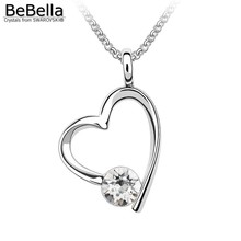 BeBella simple heart pendant necklace for women with Crystals from Swarovski fashion jewelry Christmas girl birthday gift 2024 - купить недорого