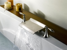 FREE SHIPPING Brushed nickel waterfall  bath tub faucet mixer tap 2024 - buy cheap