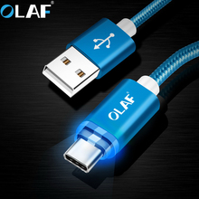 Olaf USB Type C Fast Charging Usb C Cable Type-c LED Data Cord Phone Charger For Samsung S9 S8 Note 9 8 Pocophone F1 Xiaomi Mi 8 2024 - buy cheap