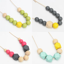 1pc Wooden Jewelry Long Wood Beads Statement Necklace Bohemian Women Multicolor Big Beaded Pendant Necklace 2024 - buy cheap