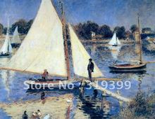 Pintura al óleo sobre lienzo de lino, 100% hecho a mano, Pierre Auguste Renoir, at argenteui sailboats, Envío Gratis 2024 - compra barato