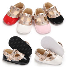 Emmababy 2018 Anti-slip Newborn Baby Girls Bling Pram Shoes Rivet Soft Sole Prewalker Leather Peincess Shoes 0-18M 2024 - buy cheap