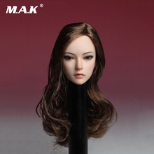 Cabeza femenina a escala 1/6, Pelo Rizado largo esculpido de cabeza femenina de Asia para cuerpo de figura de mujer 1:6 2024 - compra barato