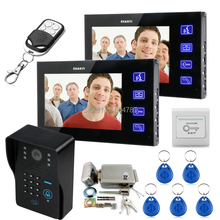 Видеодомофон 1V2 с сенсорной кнопкой и ЖК-дисплеем 7 дюймов, система с ИК-камерой и кодовой клавиатурой, электронный дверной замок 2024 - купить недорого