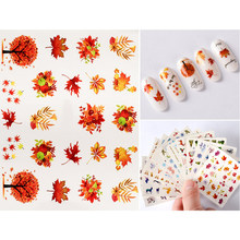 MEET ACROSS 1 Sheet Colorful Flower Maple leaf Nail Art Sticker Mixed Design Water Decal Slider Wraps Decor Manicure 2024 - buy cheap