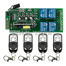 Controle de rádio sem fio 4ch 10a 85v-250v, interruptor de controle remoto rf 315 mhz 433 mhz, transmissor telescópico 4 + 1 receptor