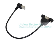Up Angled 90 Degree USB 2.0 A Male Connector to Female Extension Cable With Panel Mount Hole About 25CM/Free Shipping/2PCS 2024 - buy cheap